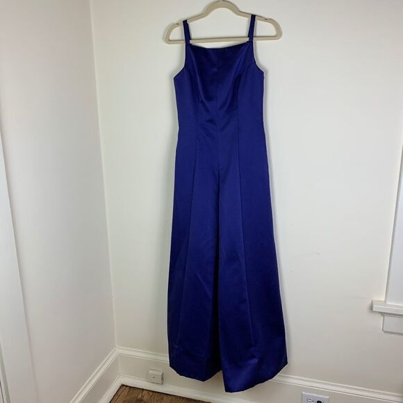 ABS Collection Spaghetti Strap Blue Satin Gown Size 4 NEW - Picture 2 of 8